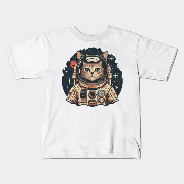 Cat Astronaut Kids T-Shirt by ramith-concept